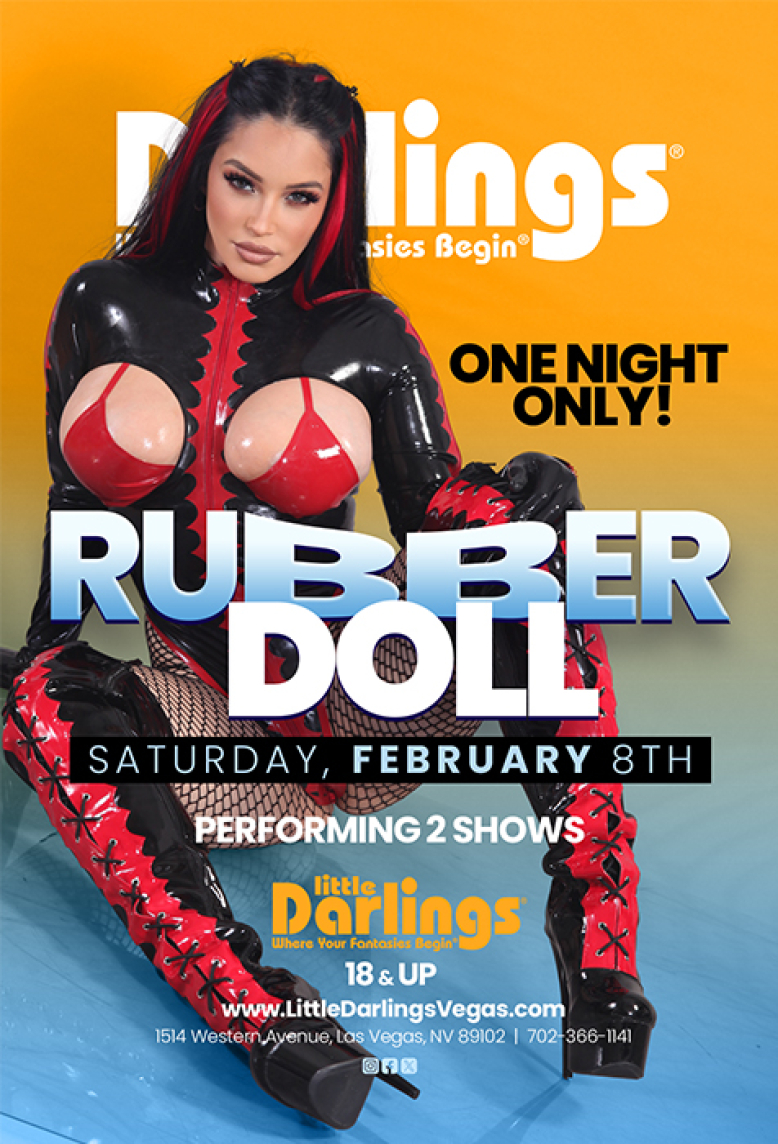 Featuring Rubber Doll at a fully nude strip club in Las Vegas